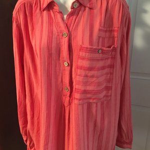 We The Free Coral Combo Striped Blouse NWT